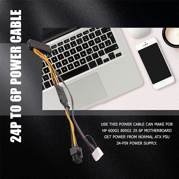 ATX PSU Strømforsyningskabel PCIe 6 Pin til ATX 24 Pin Strømforsyningskabel 24P til 6P til 600 G1 600G1 800G1 Bundkort