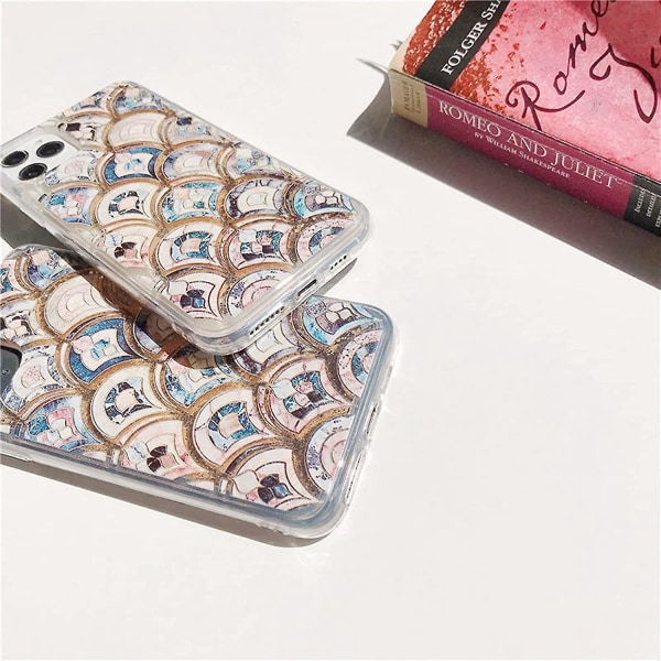 Lyxigt Glitter Quicksand Phone case För Iphone 7 Plus 8 Plus Bling Mermaid Fish Scale Sparkle Stötsäkert flexibelt cover