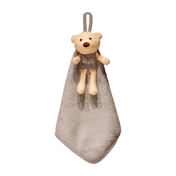 Håndklæde i koral fleece til ophængning i badeværelset Grey Bear hand towel