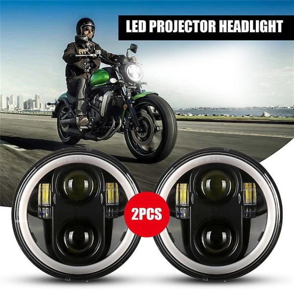 5.75'' H4 Moottoripyörän LED-ajovalo Halo-rengas Drl Ange-eyes Hi/low-säteelle Harley Davidsonille/dyna/sportsterille/heritage Springerille