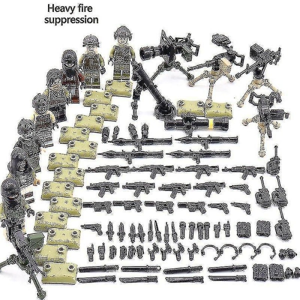 WW2 Army Soldater Figurer Våben Våben Militære byggeklodser Tilbehør Børn Diy Mursten Legetøj