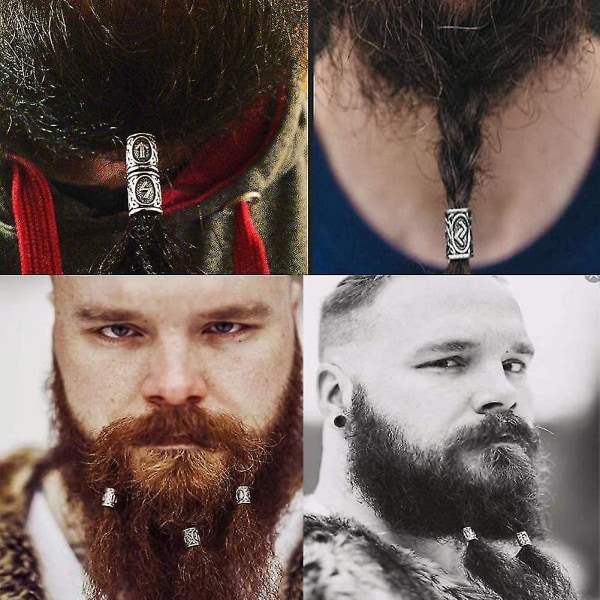 Hgbd 80 Rune Perler Sett Med 300 gummibånd, Viking Beard Perler, Antikke gjør-det-selv-hår og skjeggperler, Nordic Hair-smykker, Flettet armbånd, anheng N