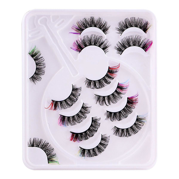 1 Box 8d Imitation Mink Hair Color Eyelashes Bushy Curl Up Eye Tail False Eyelashes Eye