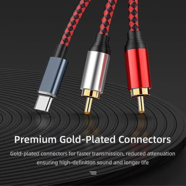 USB Type-C - 2 RCA -äänikaapeli, Type-C RCA -kaapeli (1 m / 3 jalkaa)