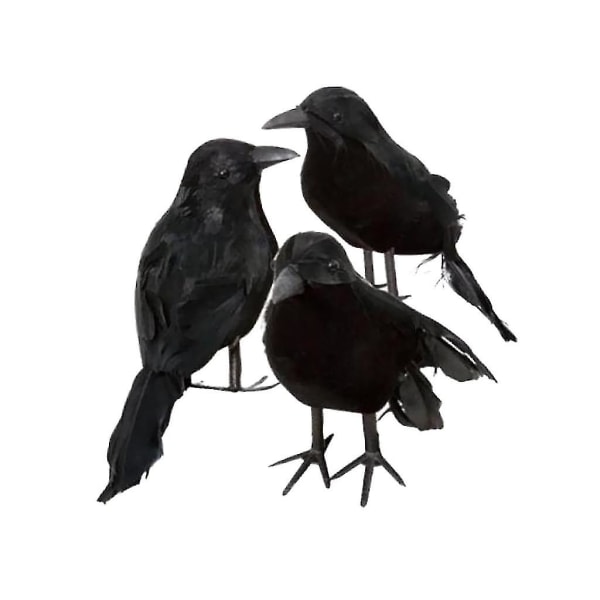 6 X Halloween dekoration krage kunstig ravn krage med fjer sort fugl