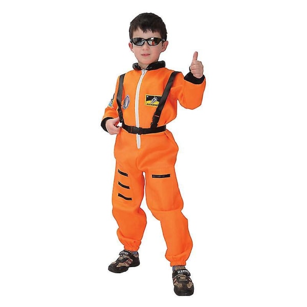 Umorden Purim Karneval Fest Halloween Kostymer Barn Astronaut Kosmonaut Kostym Pojkar Uniform Pilot Cosplay För Barn Pojke Orange XL(height 130-140cm)