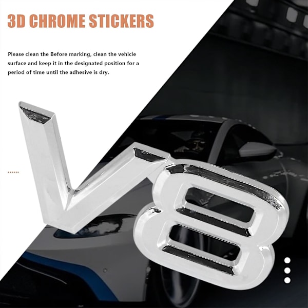 7.5x3.5cm Auto Car V8 -tarrat 3d kromitarramerkki