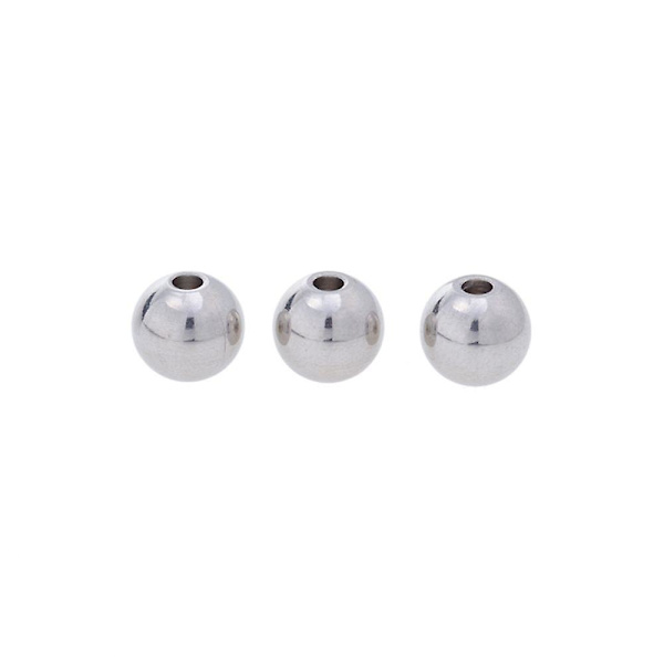 50 st Silverfärgade Runda Distanspärlor i Rostfritt Stål DIY Smyckestillverkning 8mm X 8mm