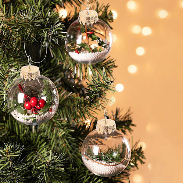 20 st 6cm Transparent Julgranskulor Plast Klar DIY Hängande Kulor Prydnadsföremål Dekorationer F