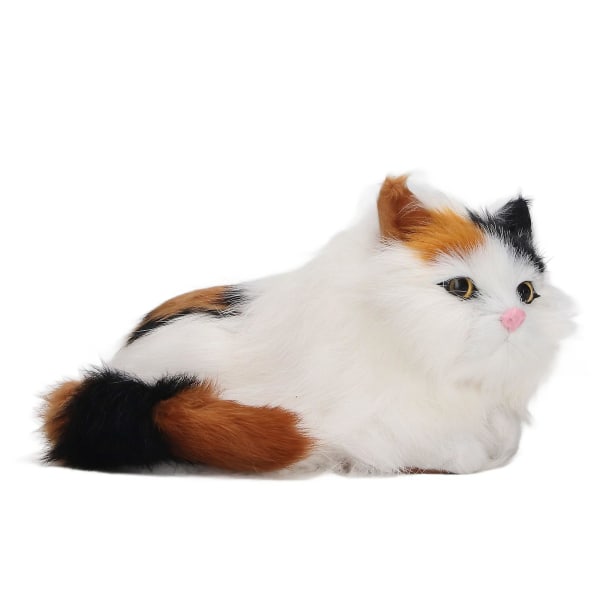 Pehmeä pehmo kissanukke korkea simulaatio avaava silmät elävä eläinlelu pöydän koristeluun värikkäät hiukset