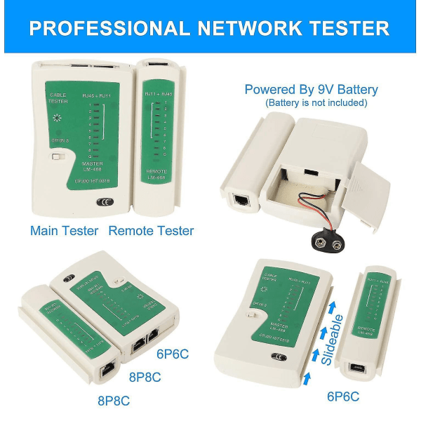 Netværkskabels Tester RJ45 Krympeværktøjssæt Cat5 Cat5e Ethernet