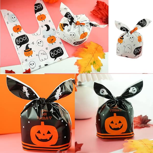 150 st Halloween-godispåsar i plast, orange pumpa