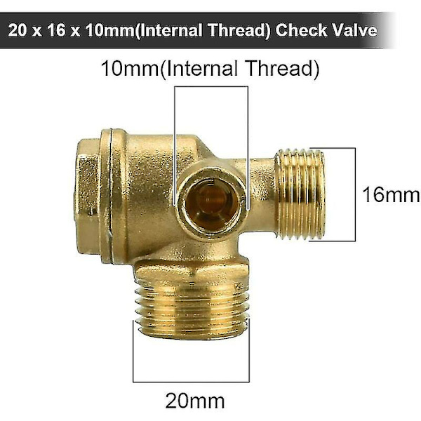 2 stk. Kobber Kompressor Tjekventil 10mm 16mm 20mm Anti-rust Kompressor Tjekventil Anti-slid Kompressor Tjekventil Til Forbindelse Rør Fittings
