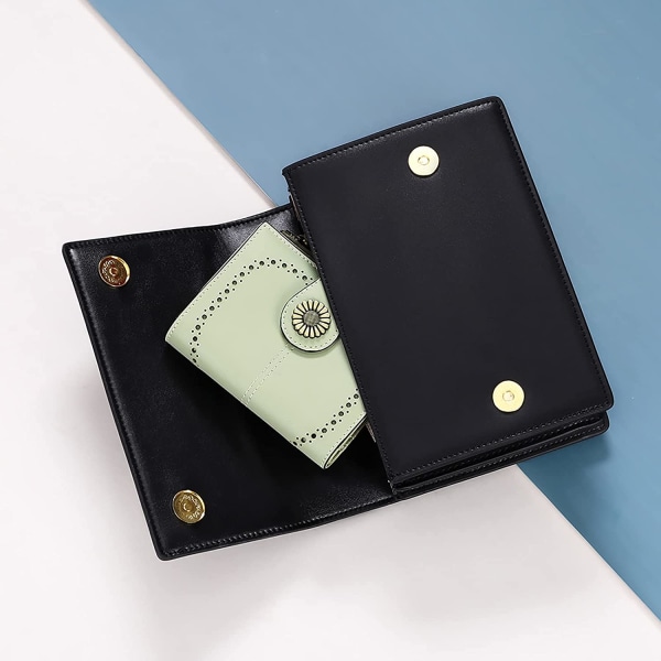 Dame lommebok mynt lommebok dame kort kort klipping maleri kvinners glidelås lommebok med 16 kortspor anti-RFID lommebøker (grå grønn) gray green