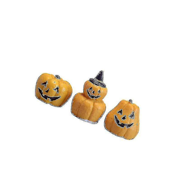 3 stk Halloween-pynt Syntetisk harpiks Gresskar Ornament Skrivebordsdekorasjon Mini Skulptur Håndverk (gul)
