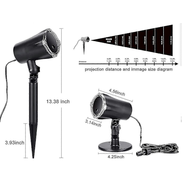 Julprojektor för utomhusbruk, 3D roterande LED-projektor Vattentät Julbelysning Mönster F