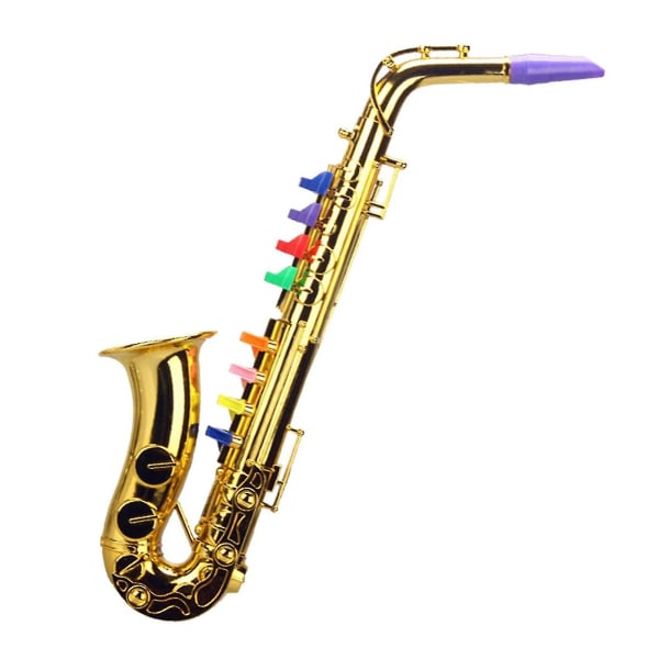Saxofon 8 farvede taster Simuleringslegetøj til børn Festlegetøj Guld