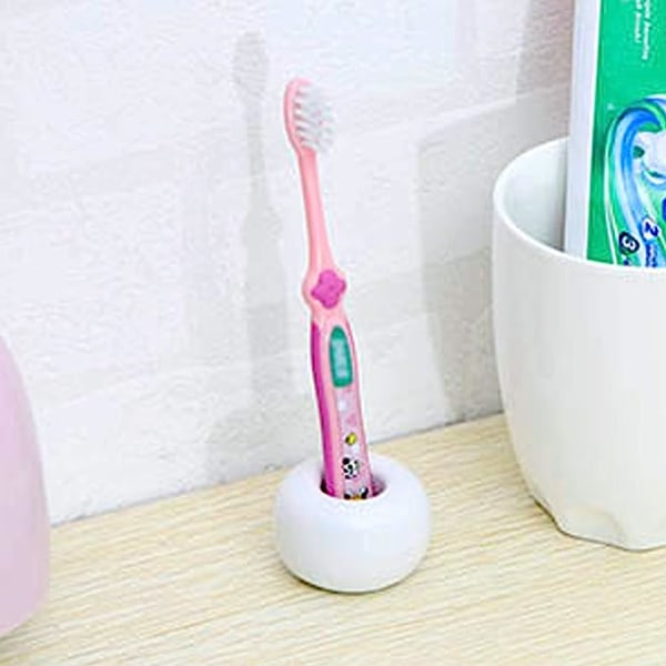 Liten mini keramisk tandborsthållare, vit/grå keramik handgjord badrumstutt