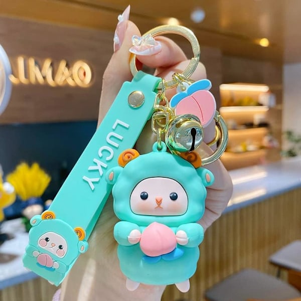 Söpö avaimenperä joululahja - Uusi vuosi Kawaii lammas avaimenperät poika tyttö laukku reppu Milky Green Peach Hug