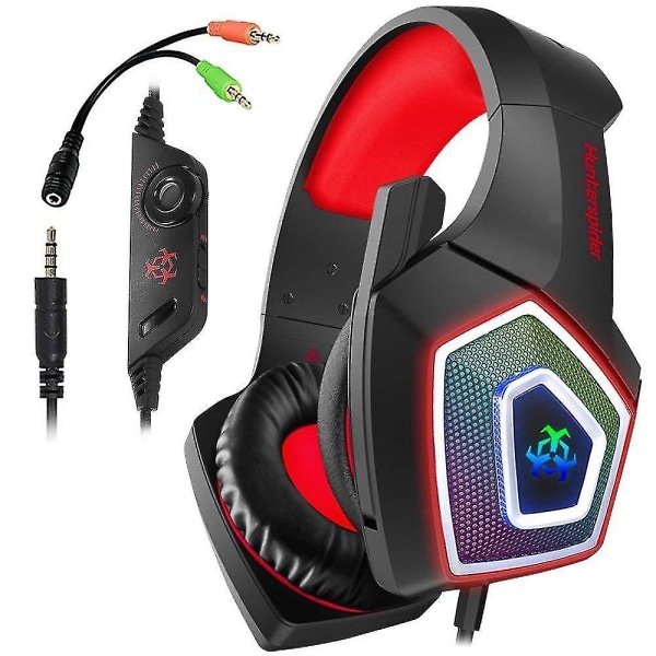 Gaming Headset for Xbox One Gaming Headset med støyreduserende mikrofon, stereolyd, myke øreklokker, LED-lys for Xbox One / Ps4 / Pc / Mac / Lap