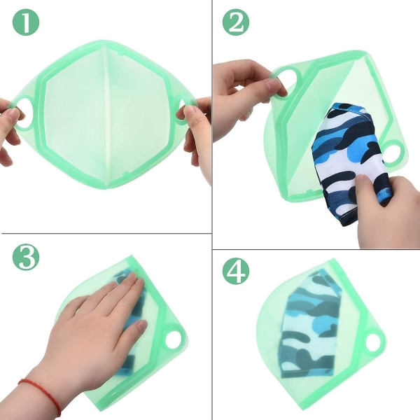 4 Pack Masks Case Mask Oppbevaring Clip Holder Face, sammenleggbar silikon