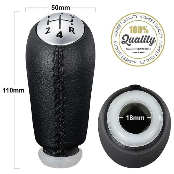 Manuell girskiftknapp for Renault Clio Iii 2005-09 Megane 2 Laguna 2003-09 Svart skinn med adapter
