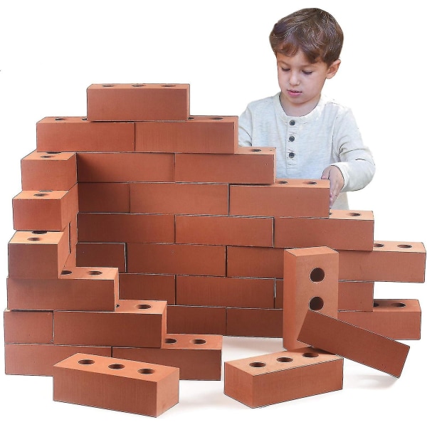 Tegelbyggnad Rollspel Leksak, Livsstorlek 1,6*0,8*0,45 cm Falska Låtsas Skum Byggklossar 100 st