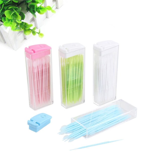 200 stk Dobbeltsidige tannpirkere Plastpinner Portable Oral