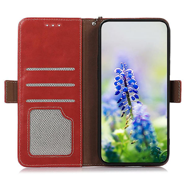 RFID-blockerande plånboksfodral i äkta läder till Asus Zenfone 10 5G/Zenfone 9 5G Red