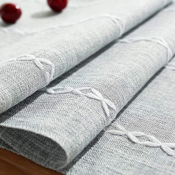 Wekity Rustik Linduk med Håndlaget Dusker, Håndsydd Broderi Farmhouse Stil Duker, 13 X 90 Tommer - Lys Grå