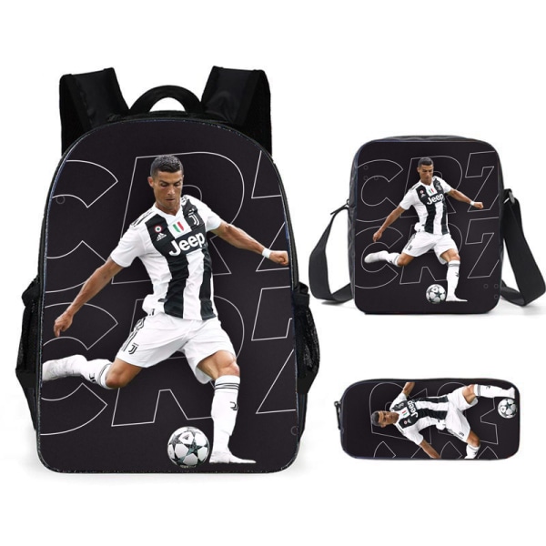 3 stk/sett fotballstjerne Lionel Messi ryggsekk student skolesekk U satchel