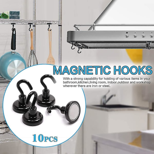 Magnetiske kroker, magnetkroker, magneter med kroker, 8 stk magnetiske kroker