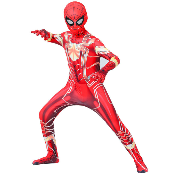 3-12 år Barn & Vuxna Spider-Man Cosplay kostym Golden Steel Spiderman 100