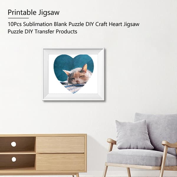 10 stk. Sublimering Blanke Puslespill Diy Håndverk Hjerte Puslespill Diy Overføring
