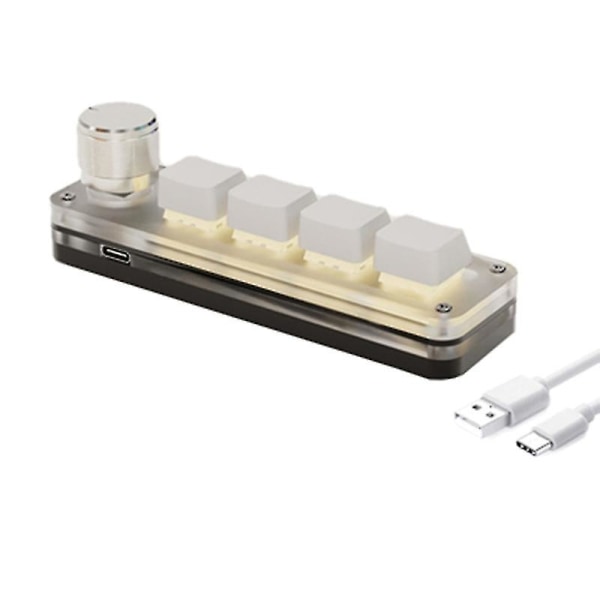 Mukautettu Mini-näppäimistö 4 näppäintä Makropainikkeen Macropad-ohjelmointi Tukee Rgb Hotswap-näppäimistöä Mekaninen Pelaamiseen tarkoitettu näppäimistö RGB 4Key BT W
