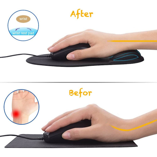 Kontormusematte med gelhåndleddsstøtte - Ergonomisk spillmusematte for skrivebord - Design Gamepad-matte gummibase for bærbar PC