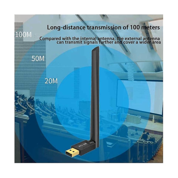 100m USB Bluetooth-adapter Bluetooth 5.3 Sender Bluetooth Audio-mottaker Ekstern 4dbi Antenne