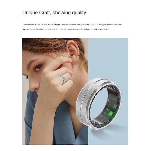 Smart Ring 21,5 mm Monitor Søvn Blod Oxygen Hjertefrekvens Sundhed Bluetooth Multifunktionel Smart Ring, A