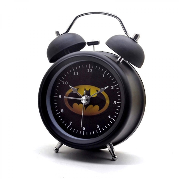 Wekity 3 tuuman lasten herätyskello Retro hiljainen osoitinkello pyöreä digitaalinen kaksoiskello musta herätyskello yövalo yövalo Kodin sisustus Batman