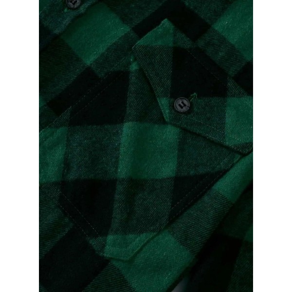 Herre plaid flannelskjorter Langærmet afslappet skjorte til mænd Ternet Button Down Regular Fitxl B-grøn