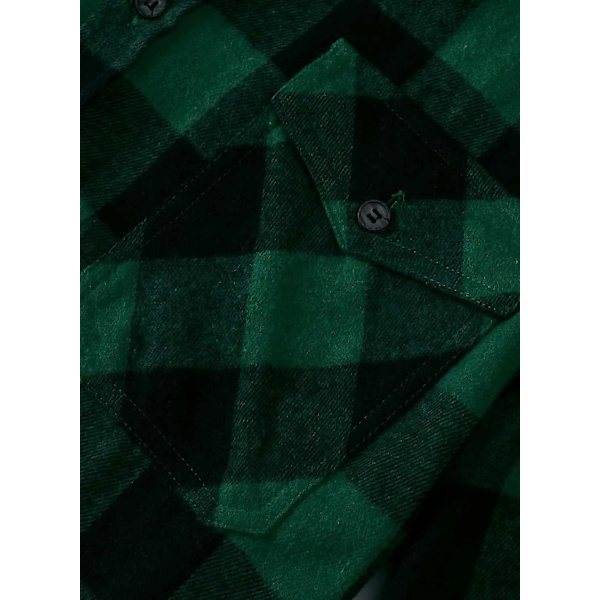 Herreskjorte i ternet flanel med lange ærmer - Casual skjorte til mænd - Ternet skjorte med knapper - Regular fit - XL - B-grøn