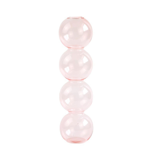 Multi-storleks Vas Vas Glasflaskor Transparent Tre Bollar I Vindprydnad Pink 22.7cm