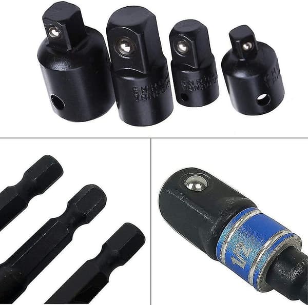 Adapter Sokkel 1/2 3/8 1/4 Hex Bor Bits Adaptersett Redusermutter Nøkkel Sokkel Adapter