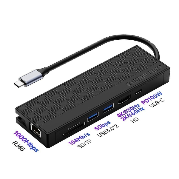 7-in-1 USB 3.0 -telakointiasema USB-C-keskitin 5 Gbps:n nopeudella 1000 Mbps Ethernet RJ45 Gigabit 4K OTG-sovitin