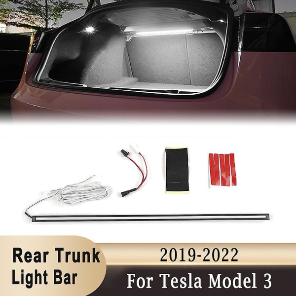 Til Tesla Model 3 2019-2022 Bil Bagagerum Intelligent Light Bar Strips 12 V Led Lampe Rør Bagagekabine Interiør Dekorativ Lampe