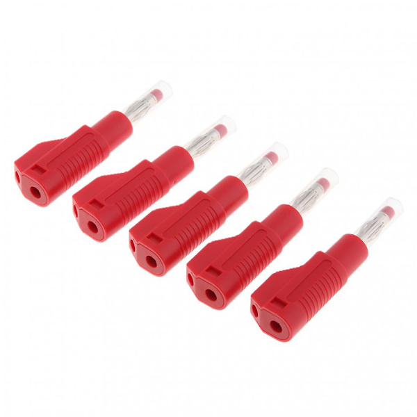 5 stk 4mm bananplugg for testprober instrument instrument meter kontakt rød