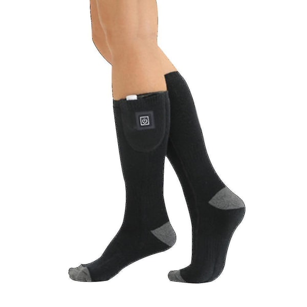 Ctmw 1 par opvarmede sokker med genopladeligt elektrisk batteri til mænd kvinder termisk fodvarmer-farvesort