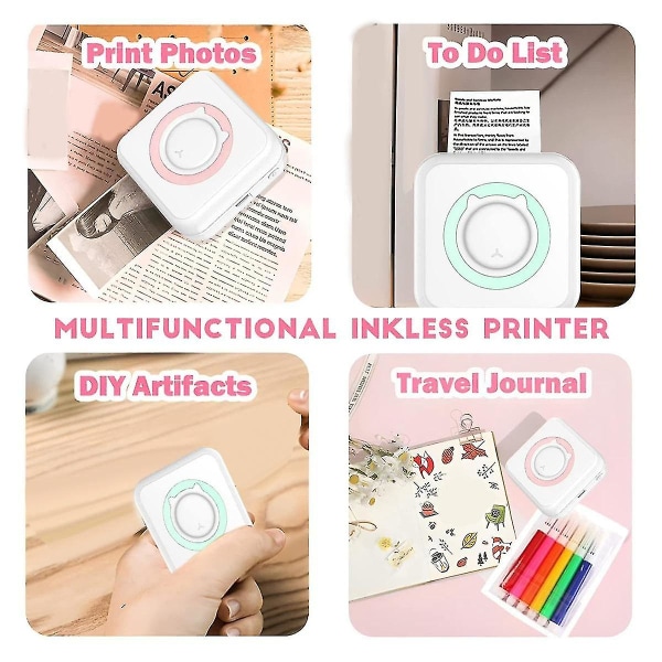 Bærbar mærkatprinter, Mini C15 Pocket Thermal Printer, bl