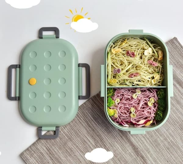 Lunchlåda, 1000 ml 2 fack Bento-låda, förseglad läckagesäker