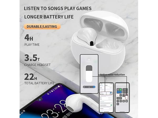 Alin750-1 True Wireless Bluetooth-hörlurar (in-ear - mikrofon - vit)